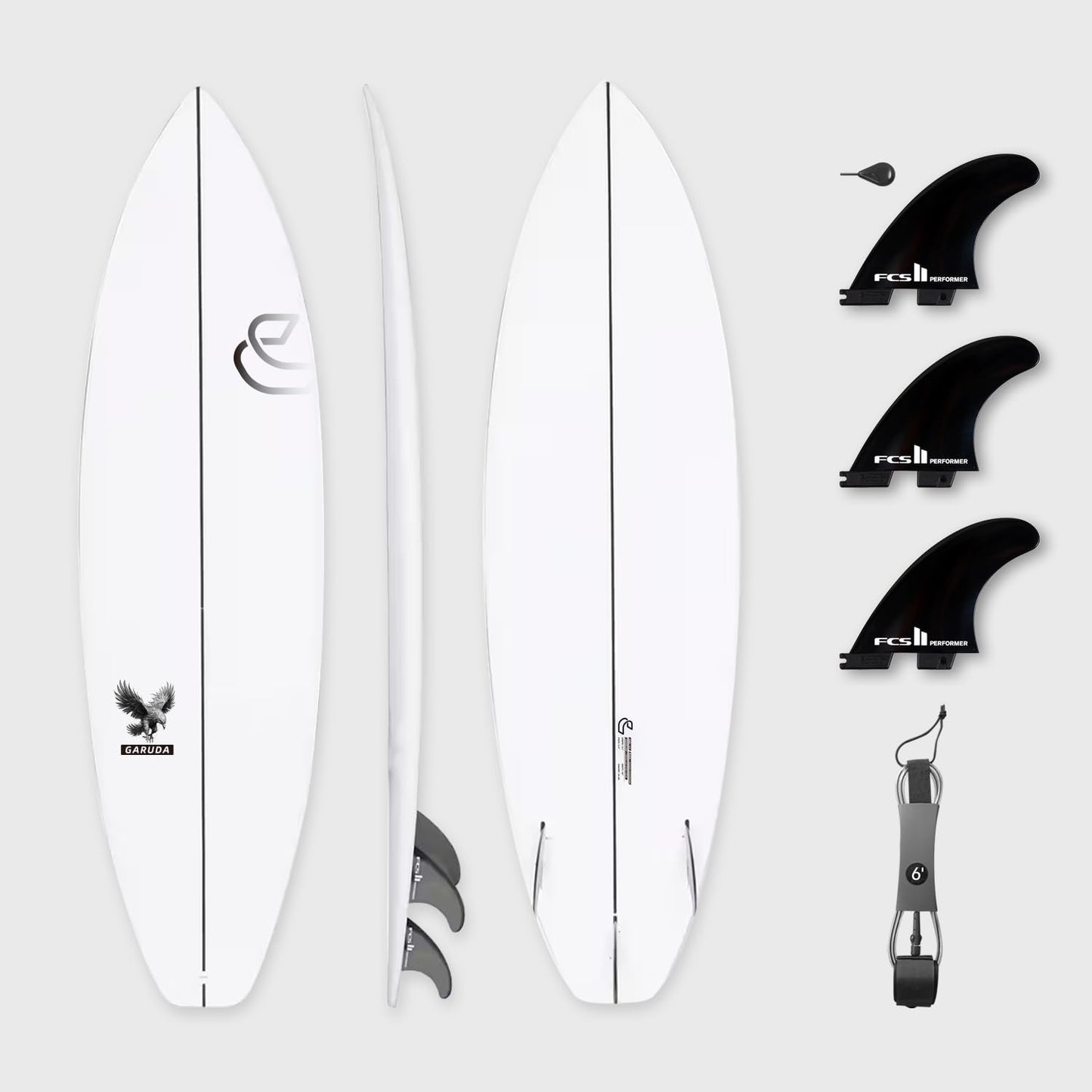 High-Performance Epoxy Shortboard with Fin Set & Leash