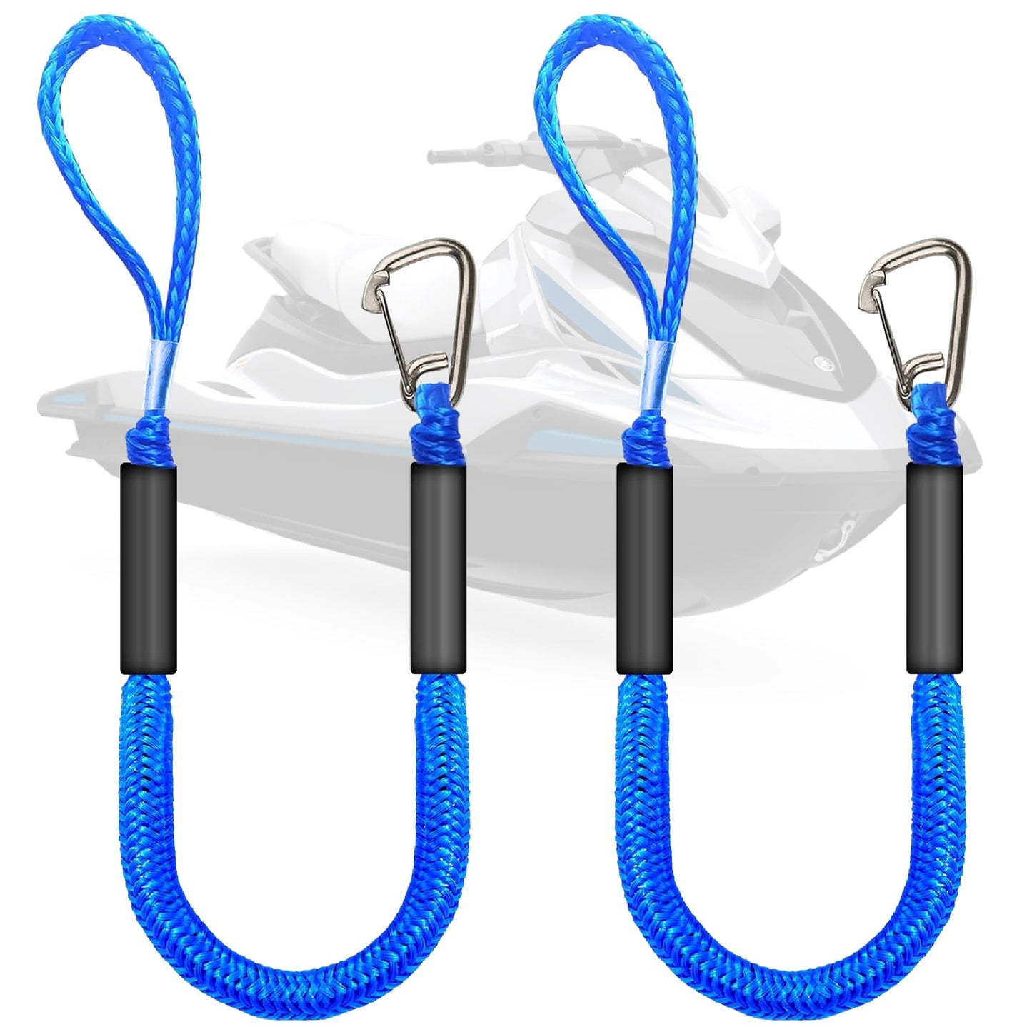 Bungee Dock Lines with Stainless Steel Clips 2-Pack