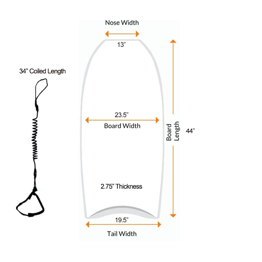 44" Bodyboard with EPS Core & Wrist Leash