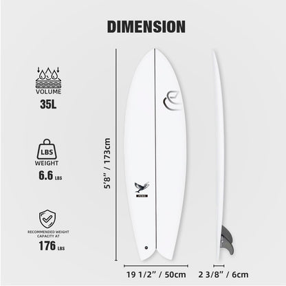 High-Performance Epoxy Shortboard with Fin Set & Leash