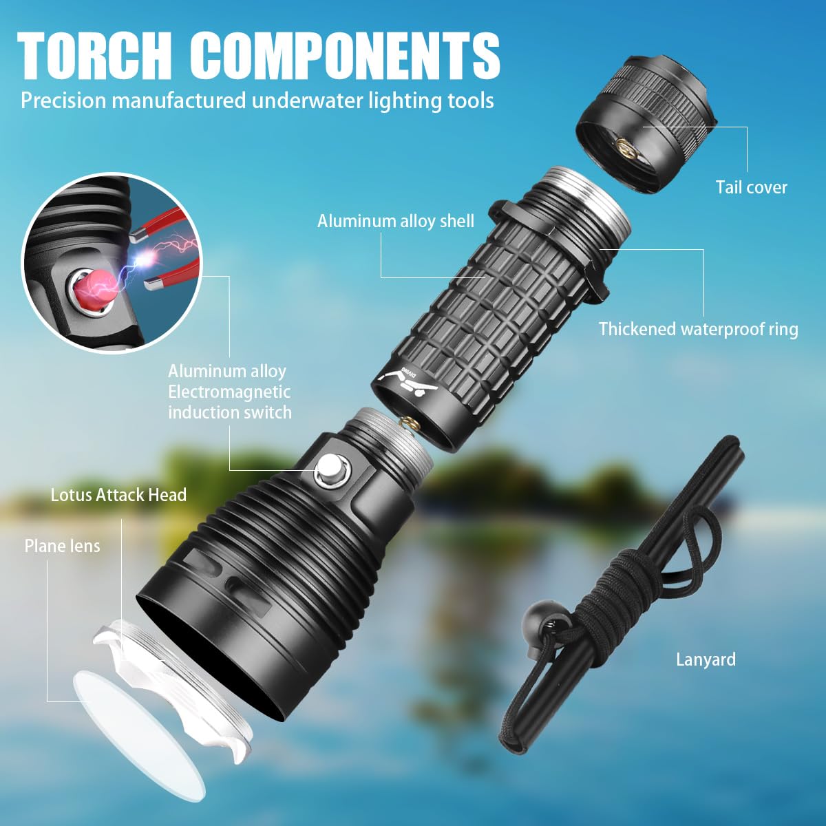 3000LM Rechargeable Waterproof Diving Flashlight