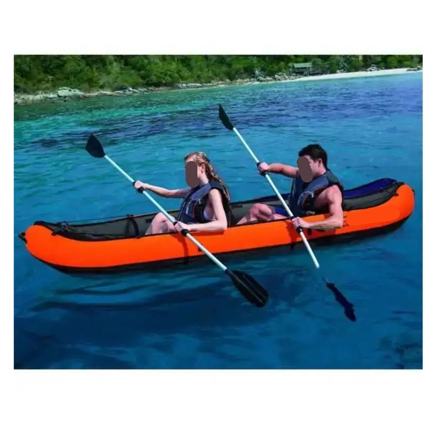 2-Person Inflatable Fishing Kayak with 2 Paddles 130" x 37"