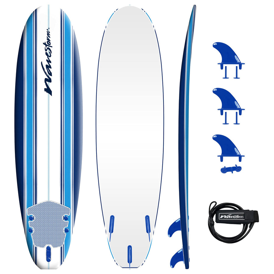 7 ft Classic Soft Top Foam Surfboard with Leash & Fins