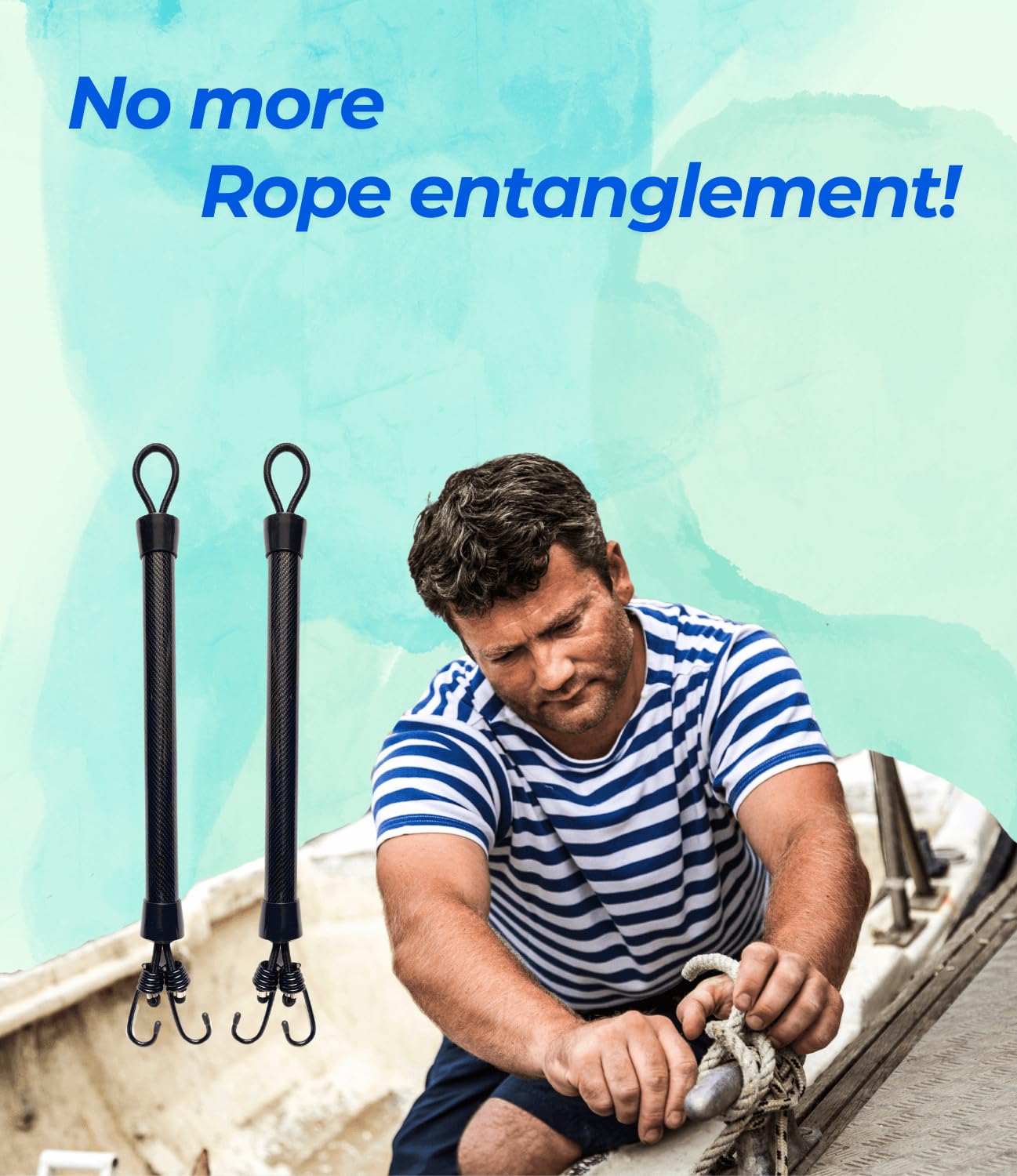 Boat Dock Bungee Rope with Hook 2-Piece Set