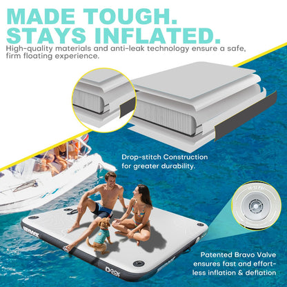 Inflatable Floating Dock Platform with Detachable Ladder