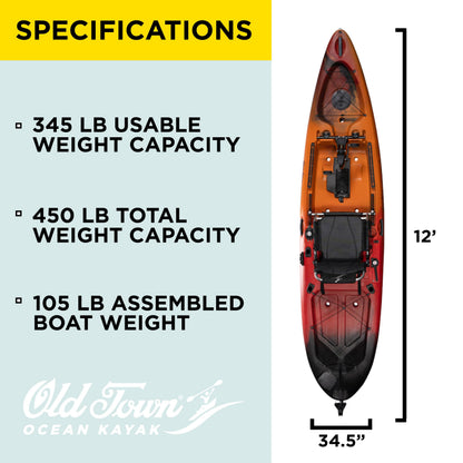 12 ft Solo Sit-On-Top Pedal Recreational Kayak