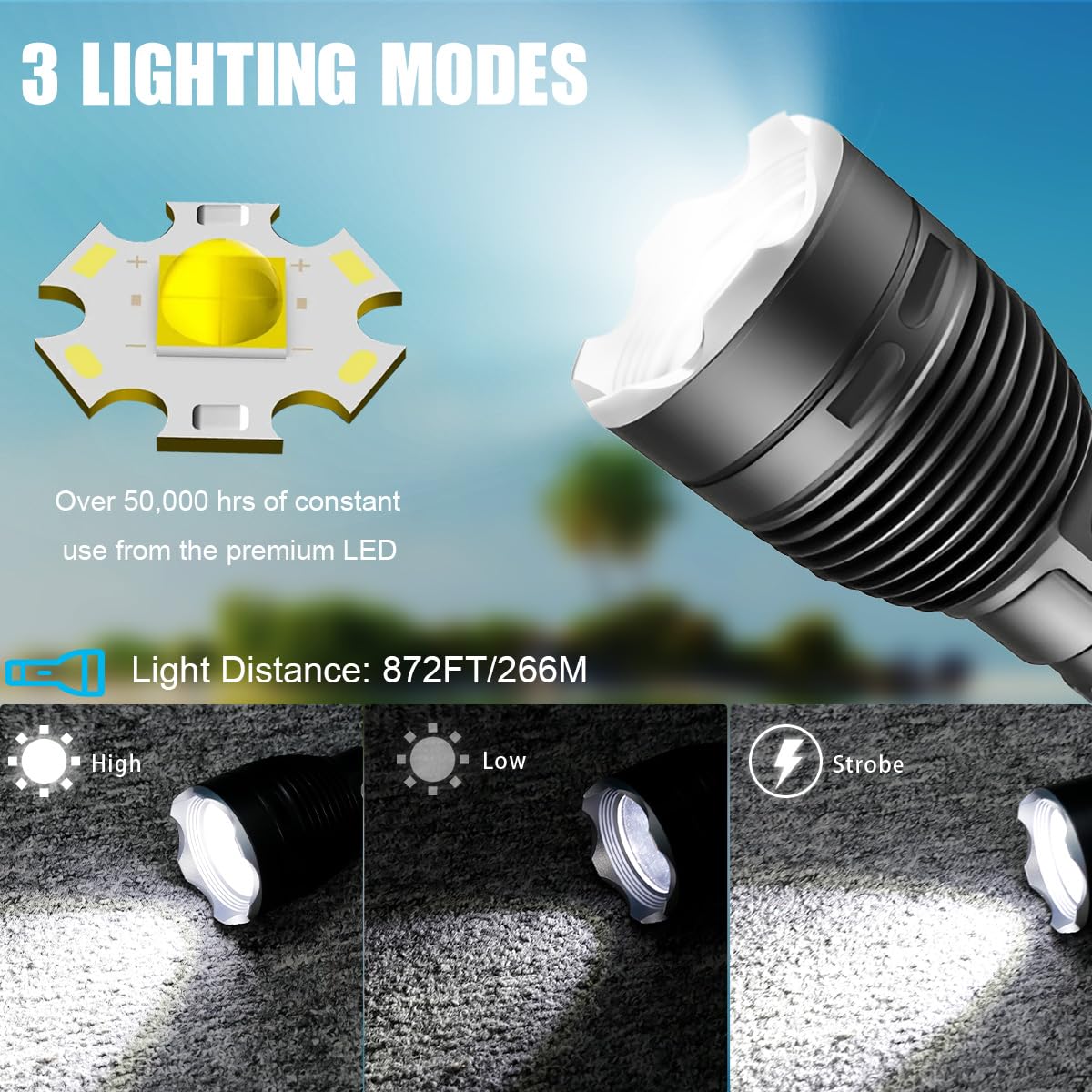 3000LM Rechargeable Waterproof Diving Flashlight