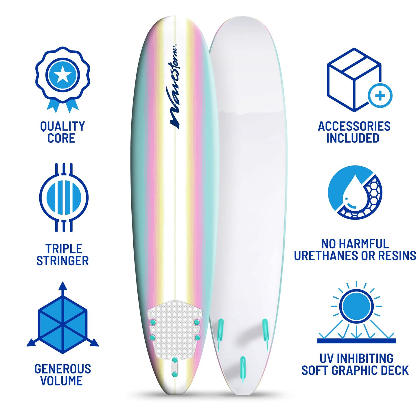 8 ft Classic Soft Top Foam Surfboard