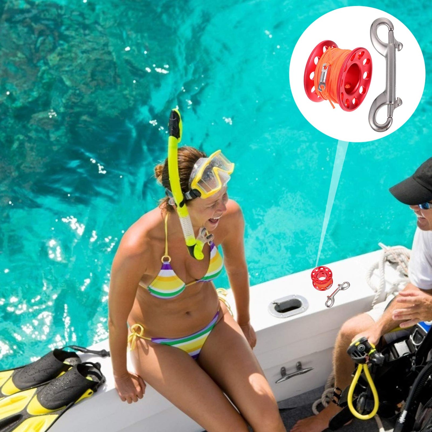 Scuba Diving Spool Reel with Snap Clip