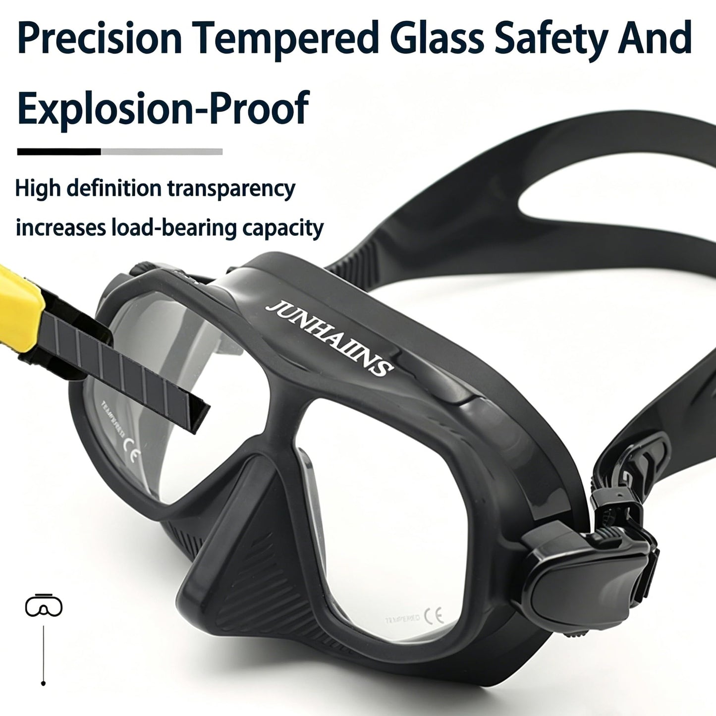 Low Volume Frameless Freediving Mask with Tempered Glass
