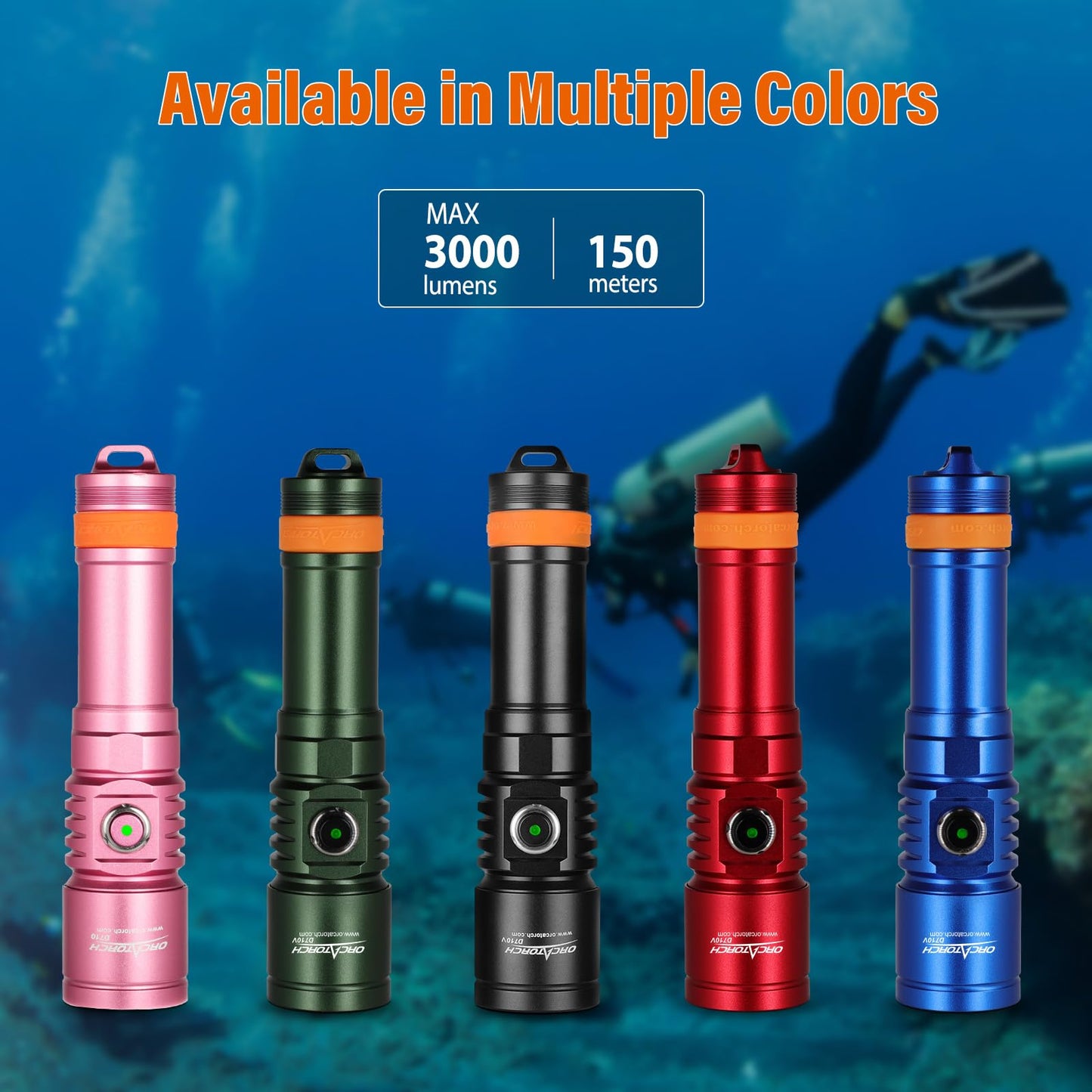 3000 Lumens Scuba Diving Flashlight with Narrow Beam