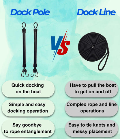 Boat Dock Bungee Rope with Hook 2-Piece Set