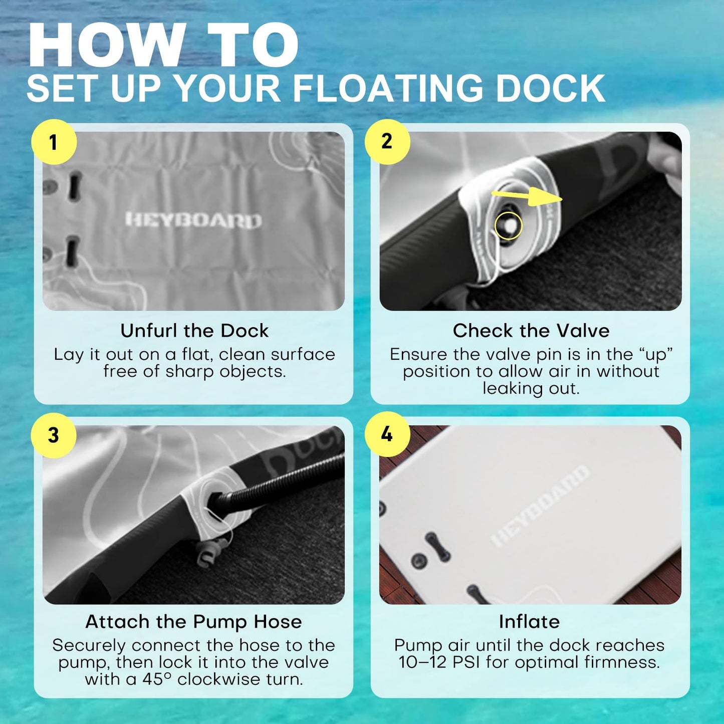 Inflatable Floating Dock Platform with Detachable Ladder