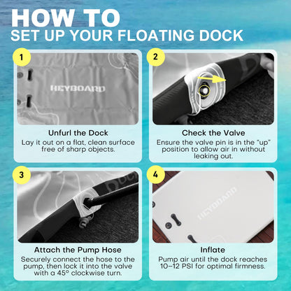 Inflatable Floating Dock Platform with Detachable Ladder