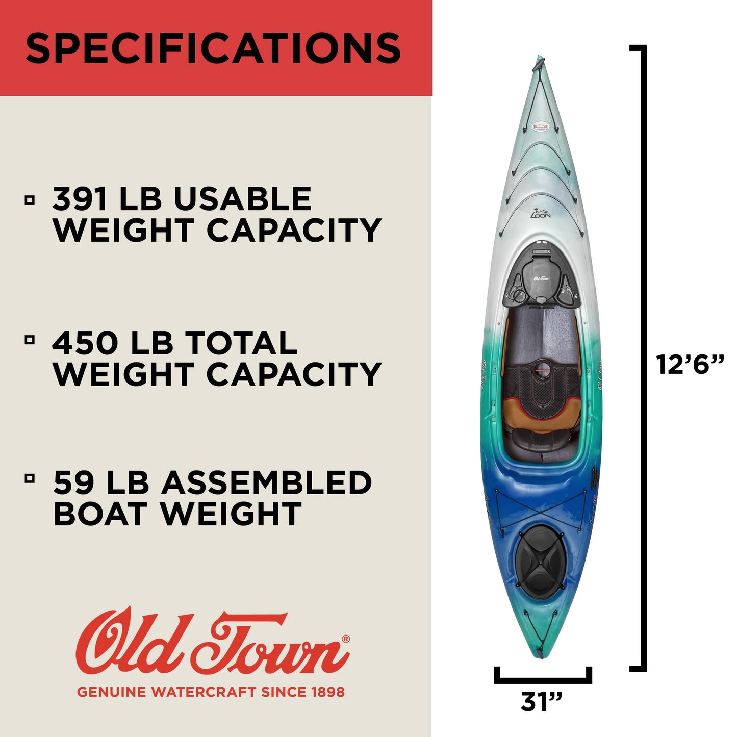 12 ft 6 in Solo Sit-Inside Recreational Kayak