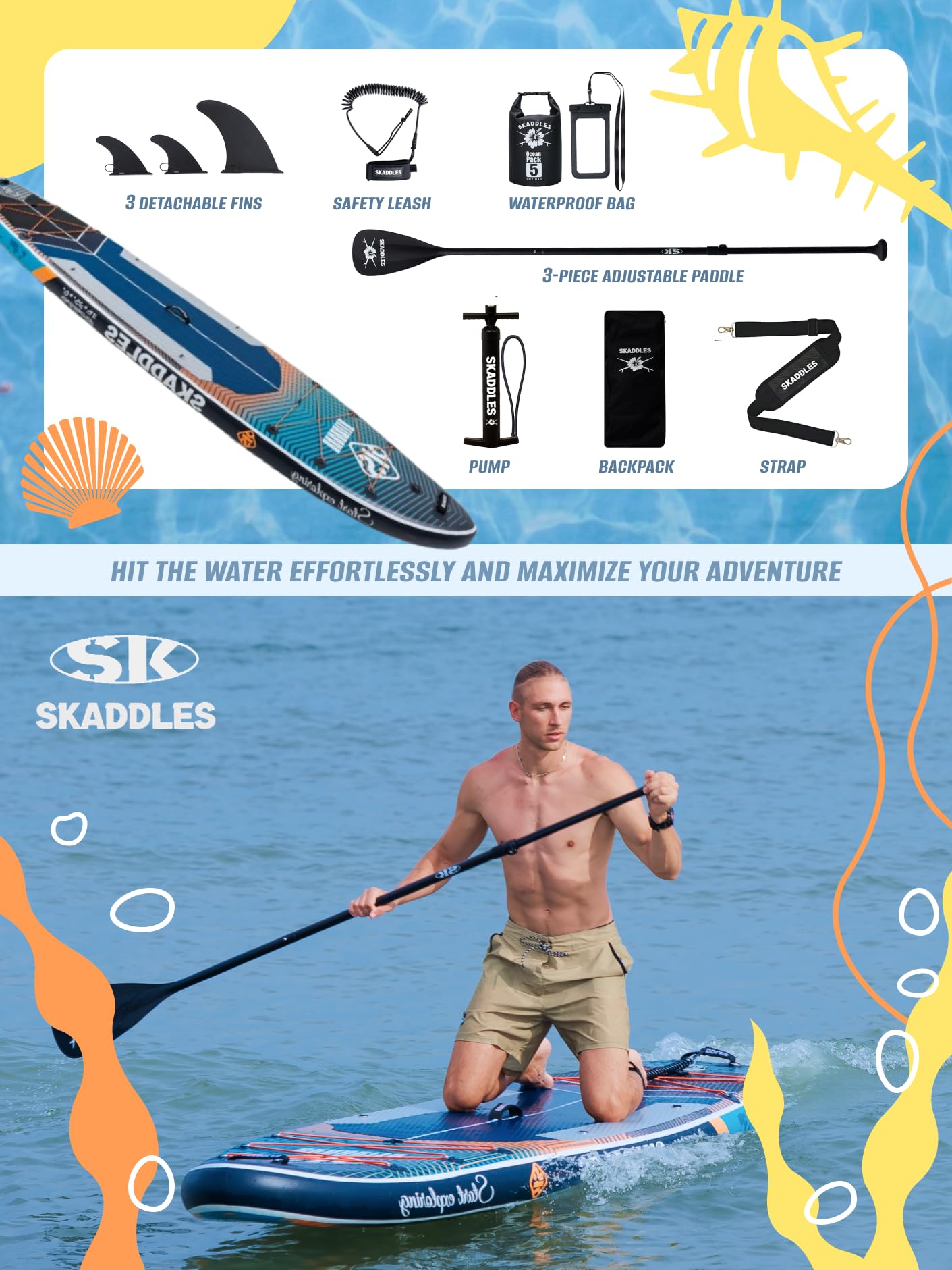 11'6" Extra Wide Inflatable SUP with Non-Slip EVA Deck