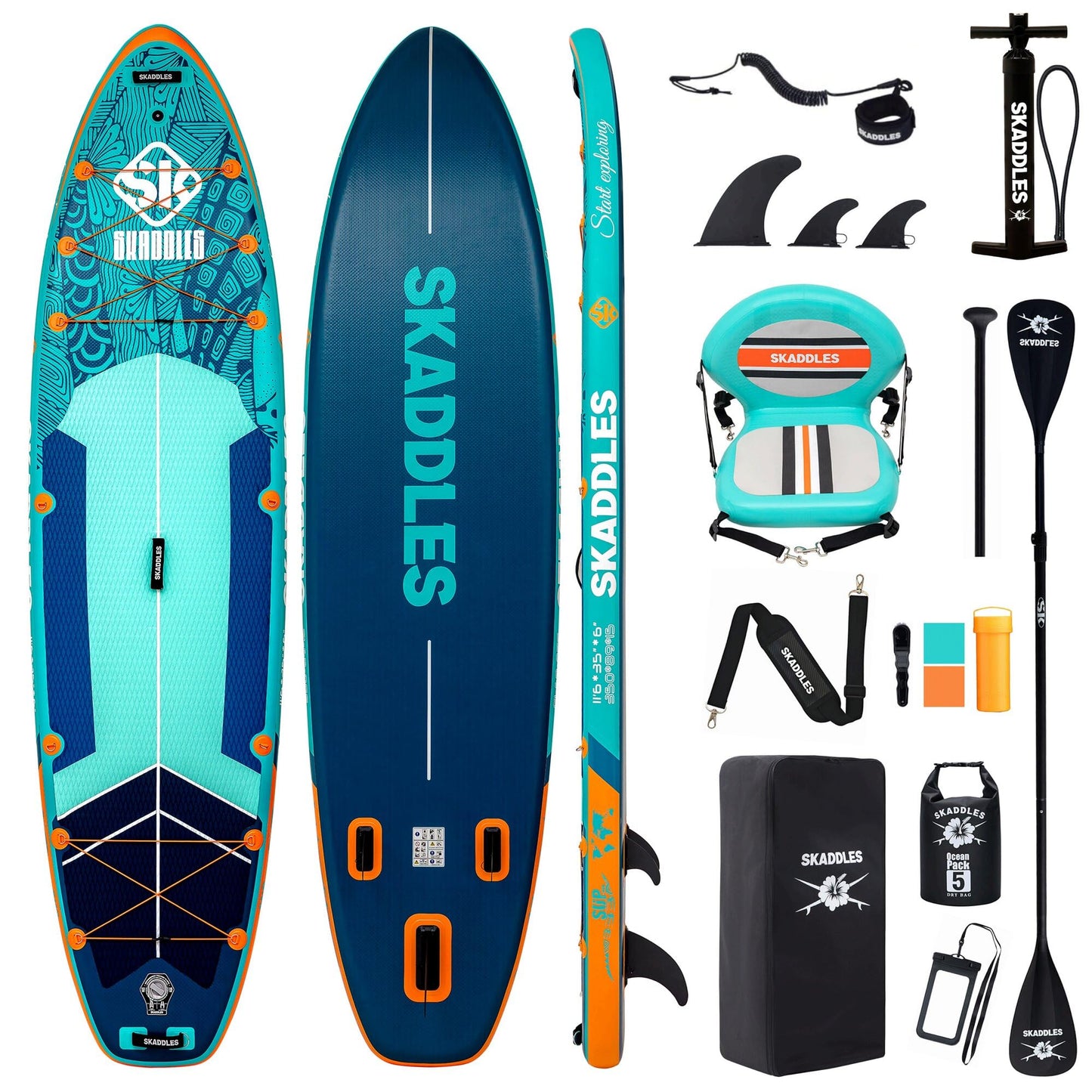 11'6" Extra Wide Inflatable SUP with Non-Slip EVA Deck