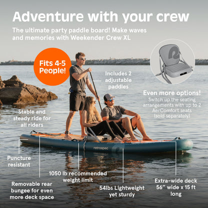 XL Multi-Person Inflatable Paddle Board with Paddles & Accessories
