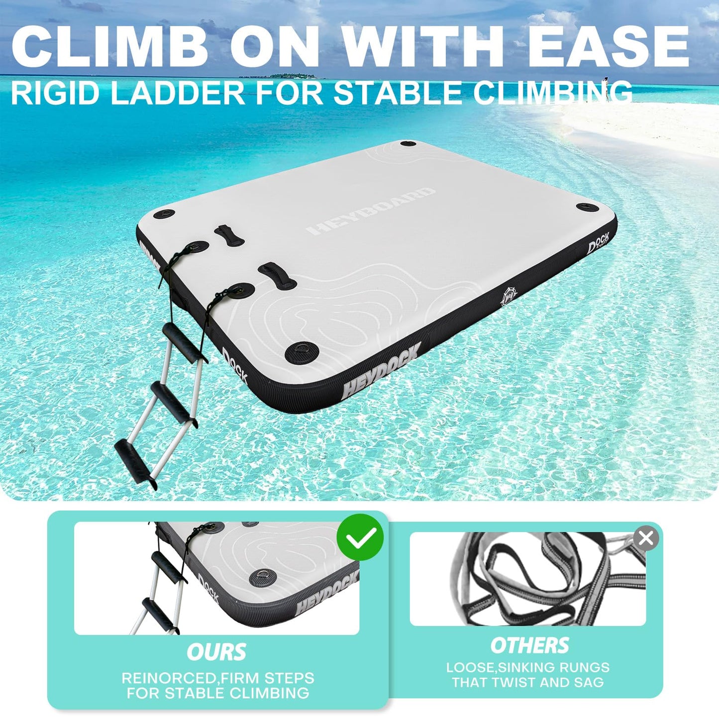 Inflatable Floating Dock Platform with Detachable Ladder