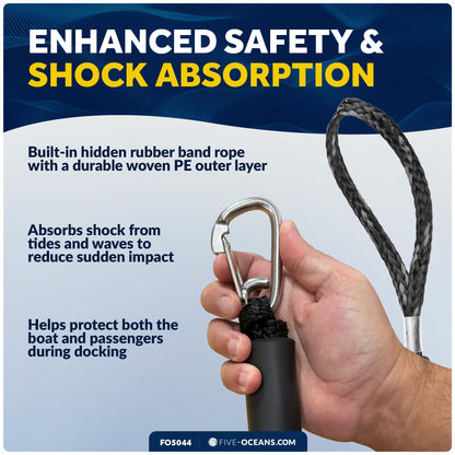 Bungee Dock Lines with Stainless Steel Clips 2-Pack