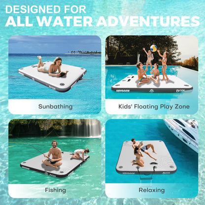 Inflatable Floating Dock Platform with Detachable Ladder