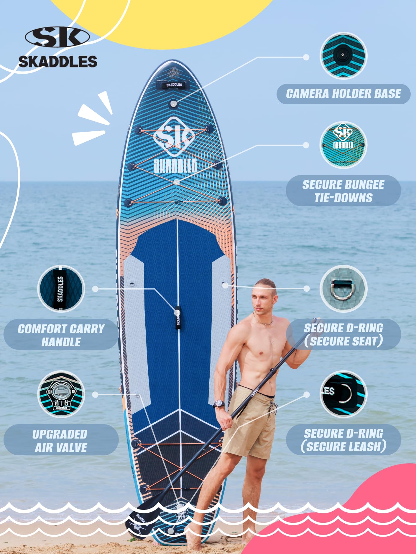 11'6" Extra Wide Inflatable SUP with Non-Slip EVA Deck
