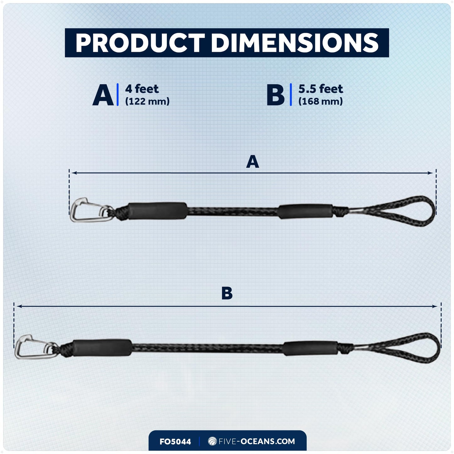 Bungee Dock Lines with Stainless Steel Clips 2-Pack