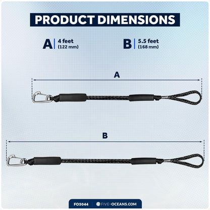 Bungee Dock Lines with Stainless Steel Clips 2-Pack