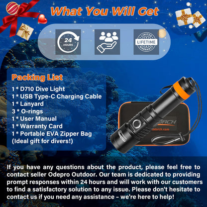 3000 Lumens Scuba Diving Flashlight with Narrow Beam