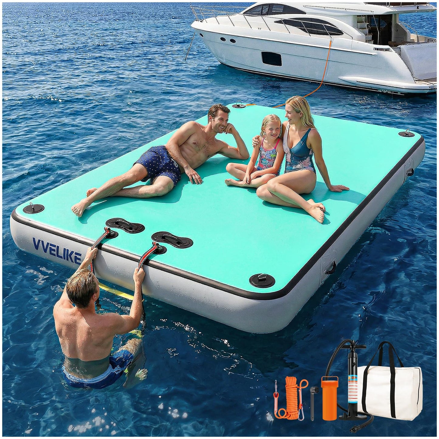 Inflatable Floating Dock Platform for Lake, Pool & Ocean