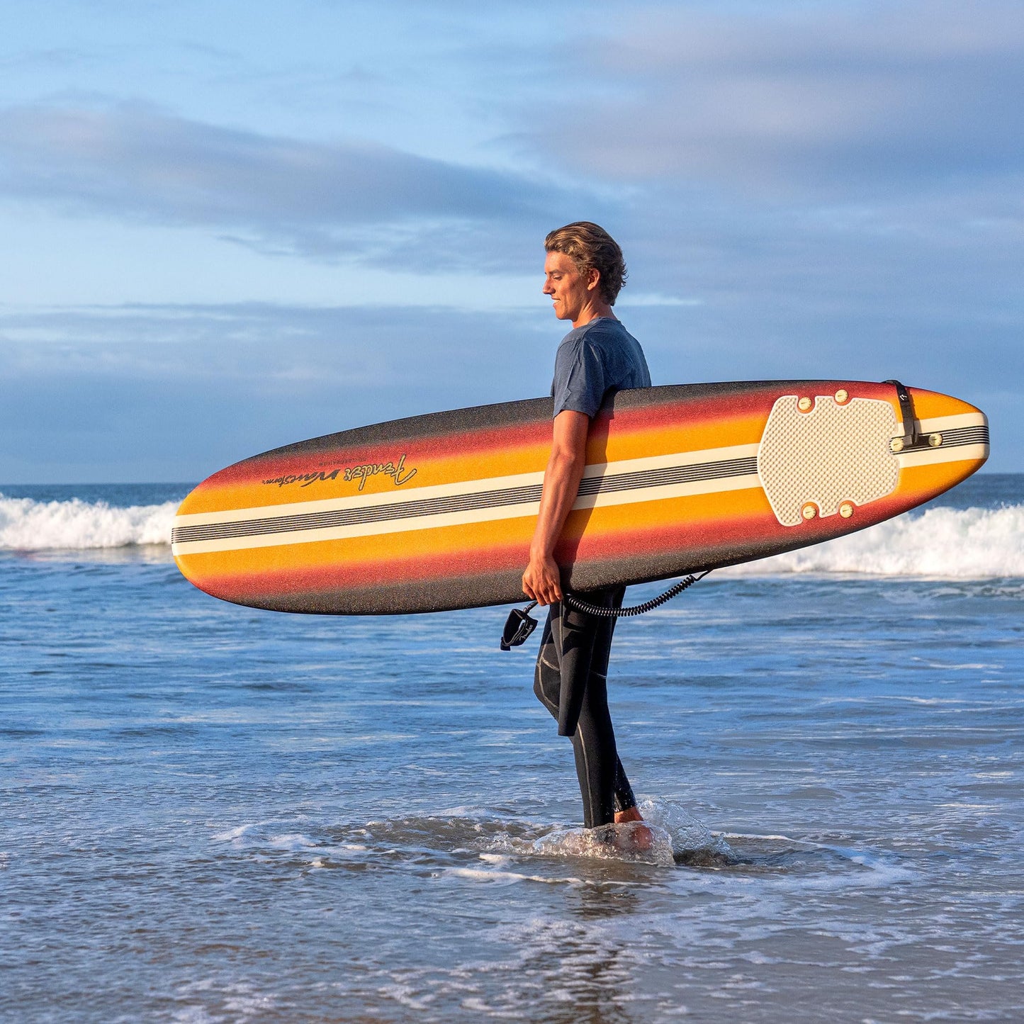 8 ft Foam Surfboard with Leash & Fin Set