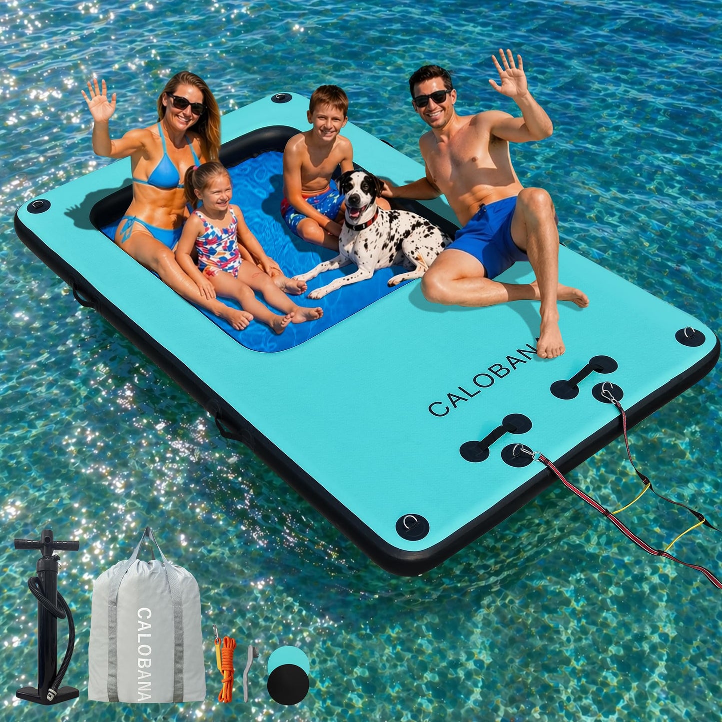 Inflatable Floating Water Platform with Detachable Ladder