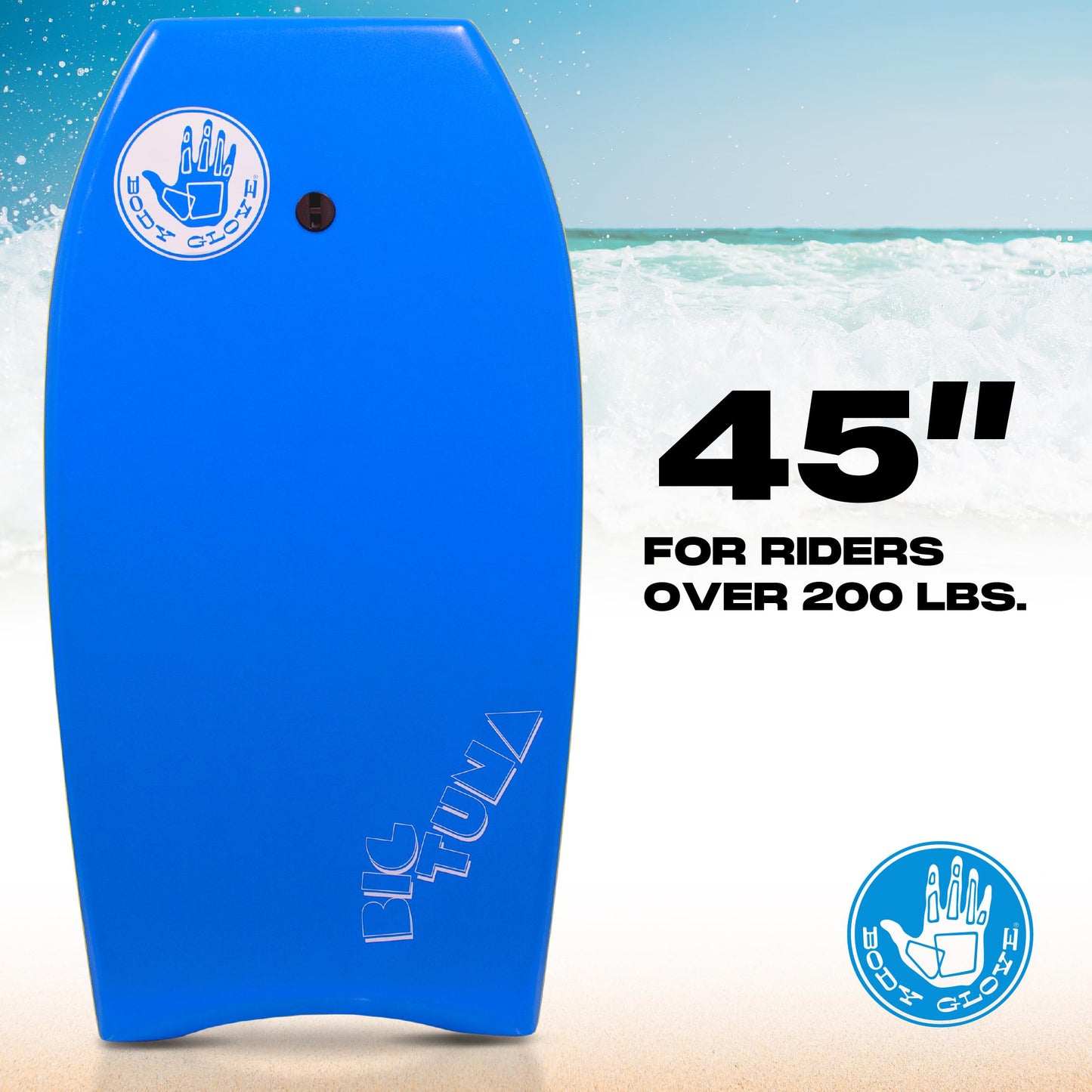 45" Large Bodyboard with Coiled Leash & EPS Core