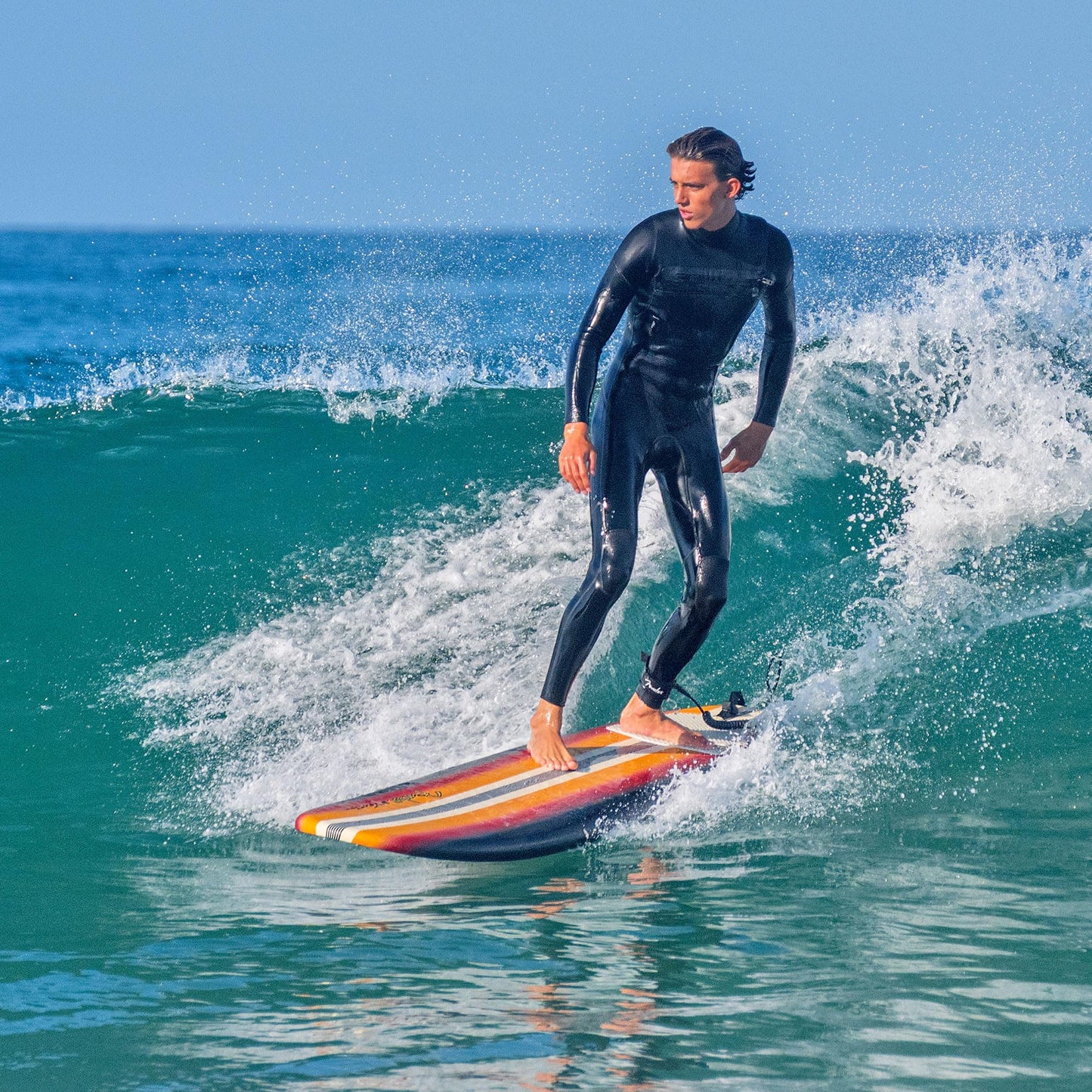 8 ft Foam Surfboard with Leash & Fin Set