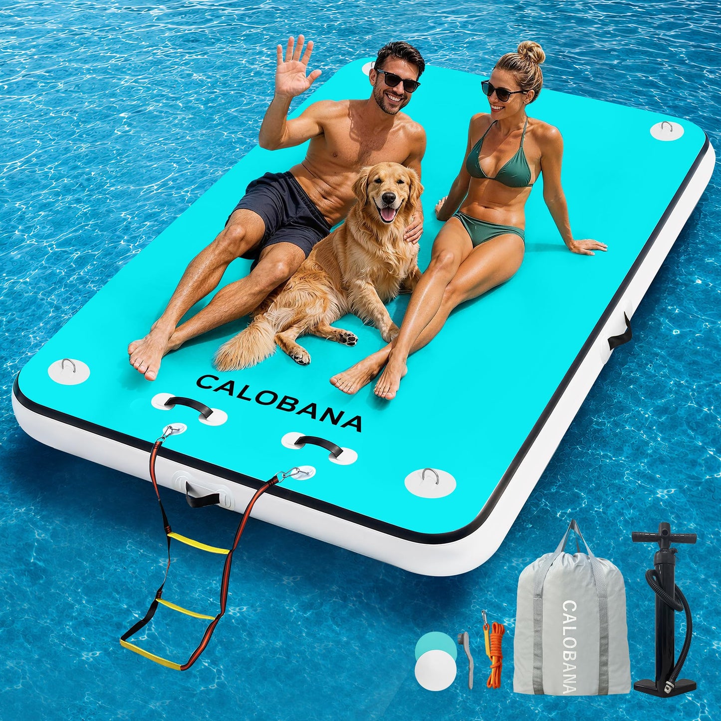 Inflatable Floating Water Platform with Detachable Ladder