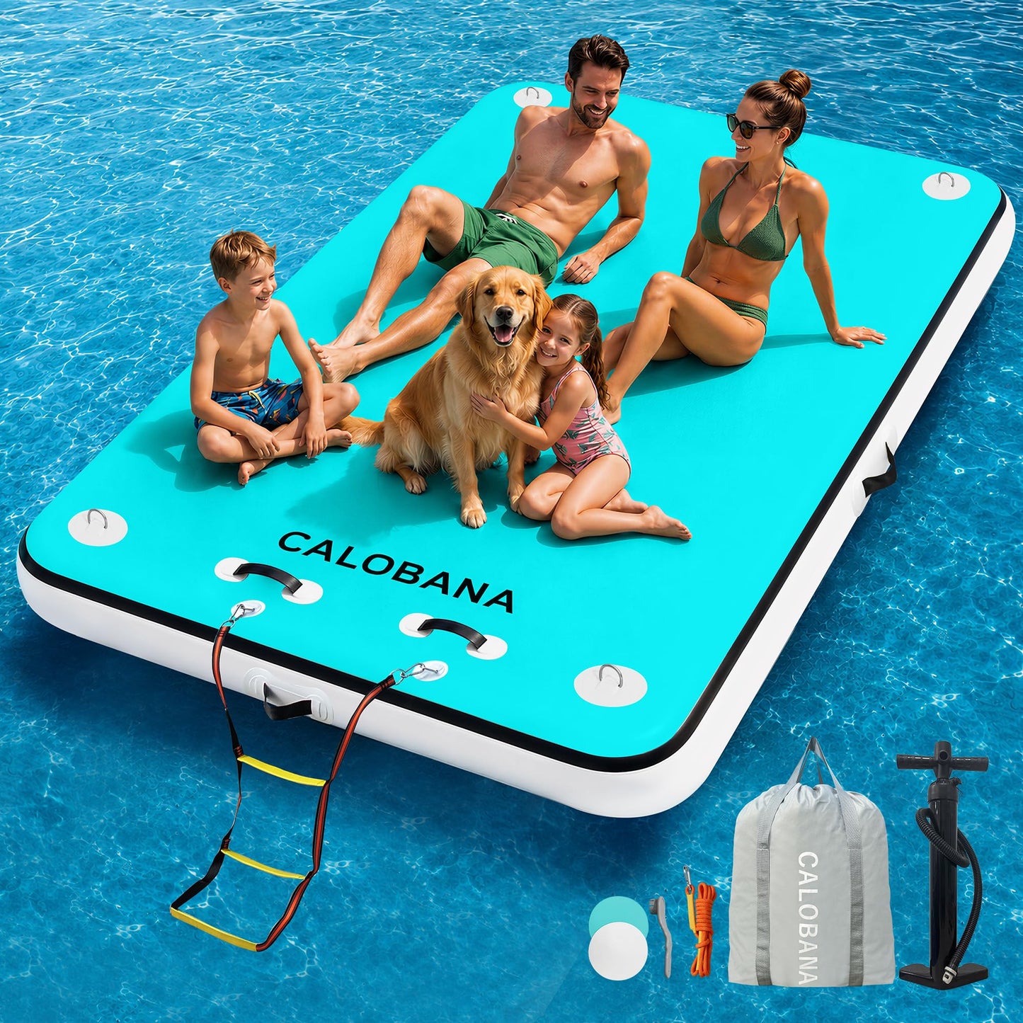 Inflatable Floating Water Platform with Detachable Ladder