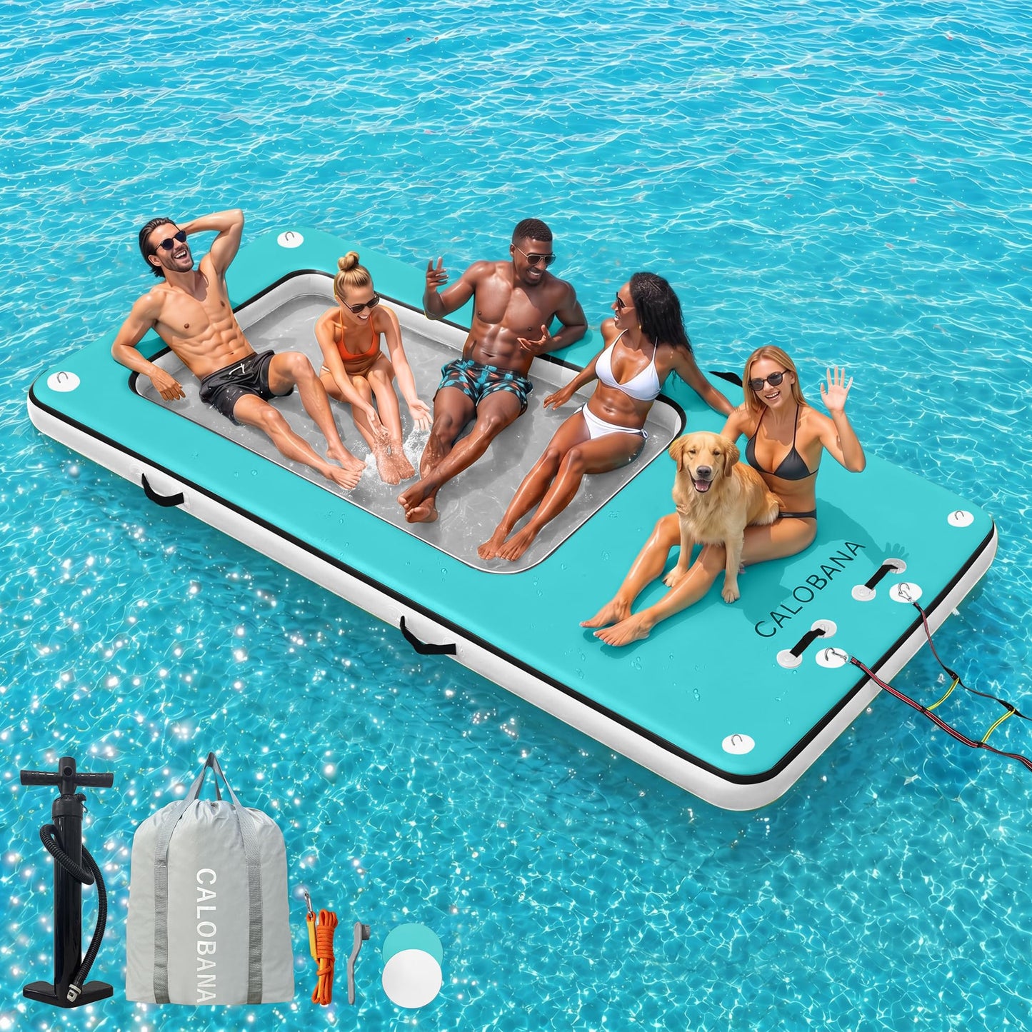 Inflatable Floating Water Platform with Detachable Ladder