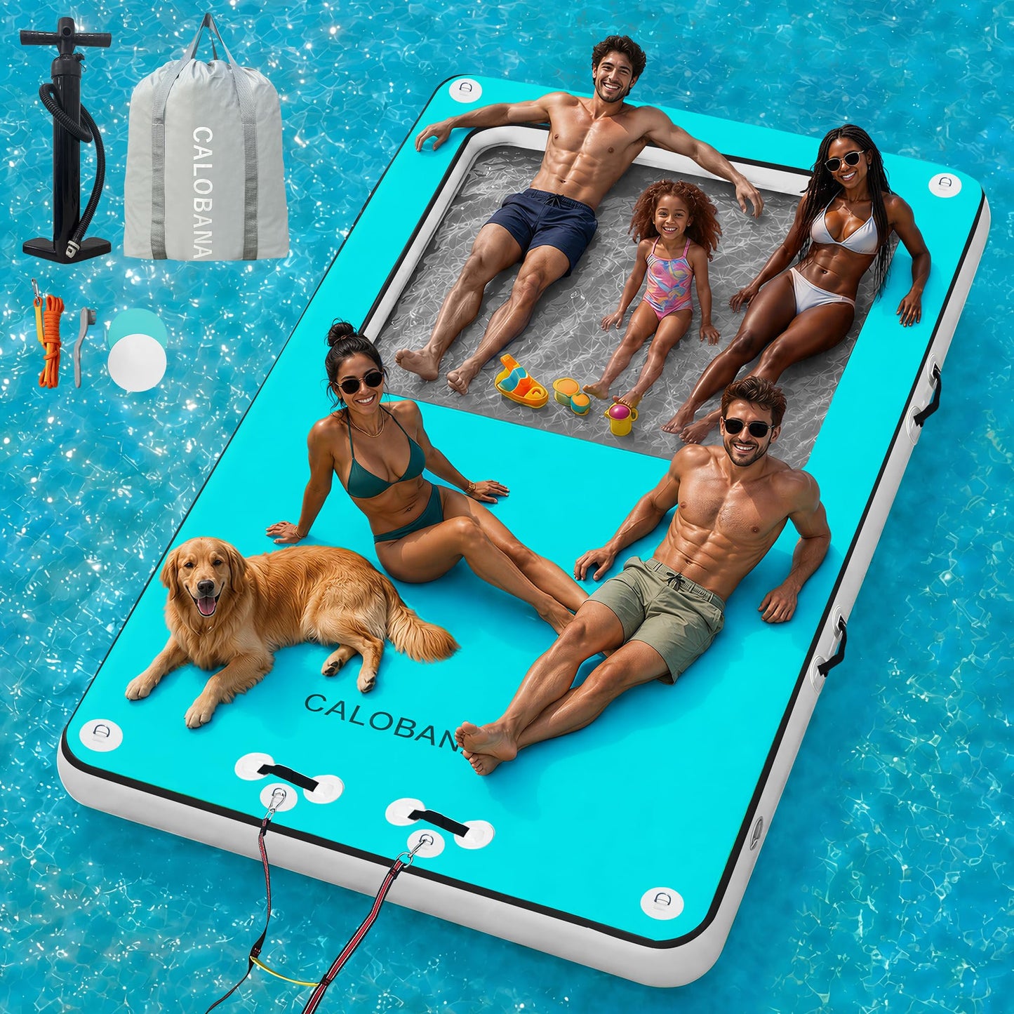 Inflatable Floating Water Platform with Detachable Ladder